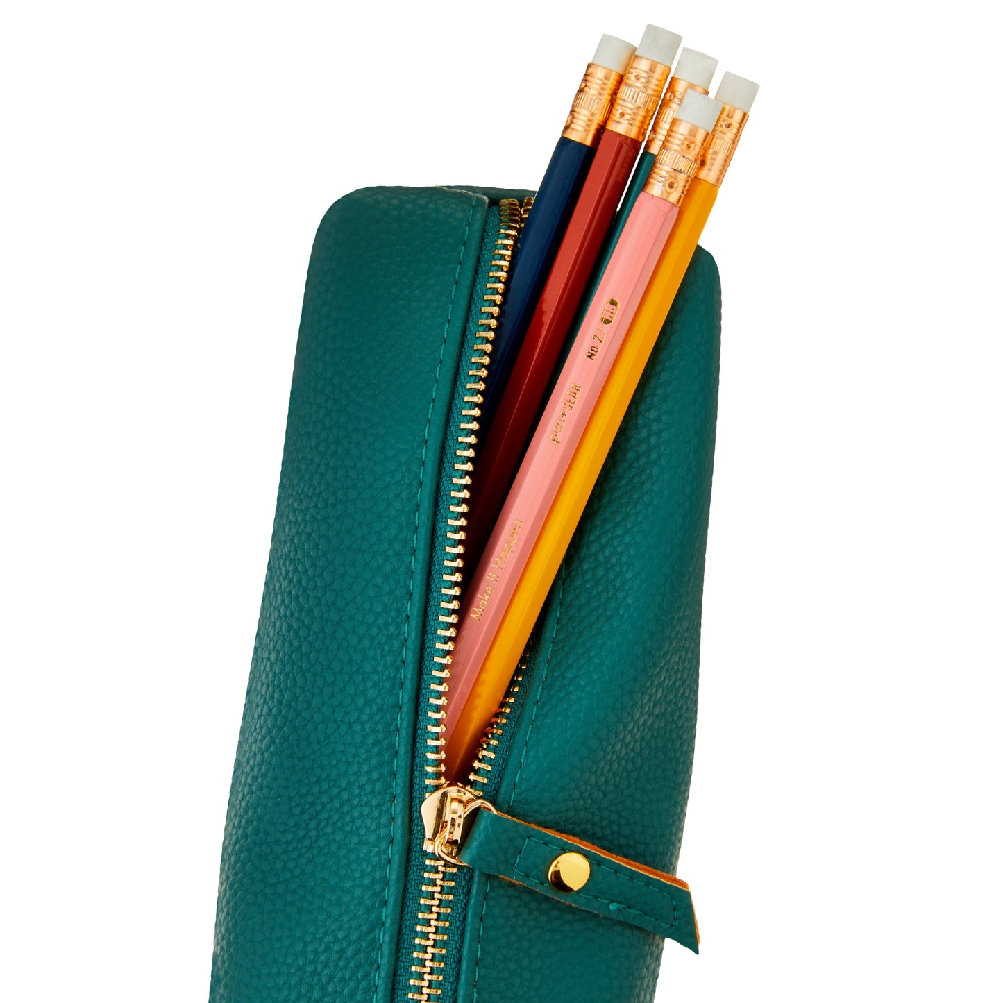 Pen + Gear Simulated Leather Pencil Pouch, Green for Middle School