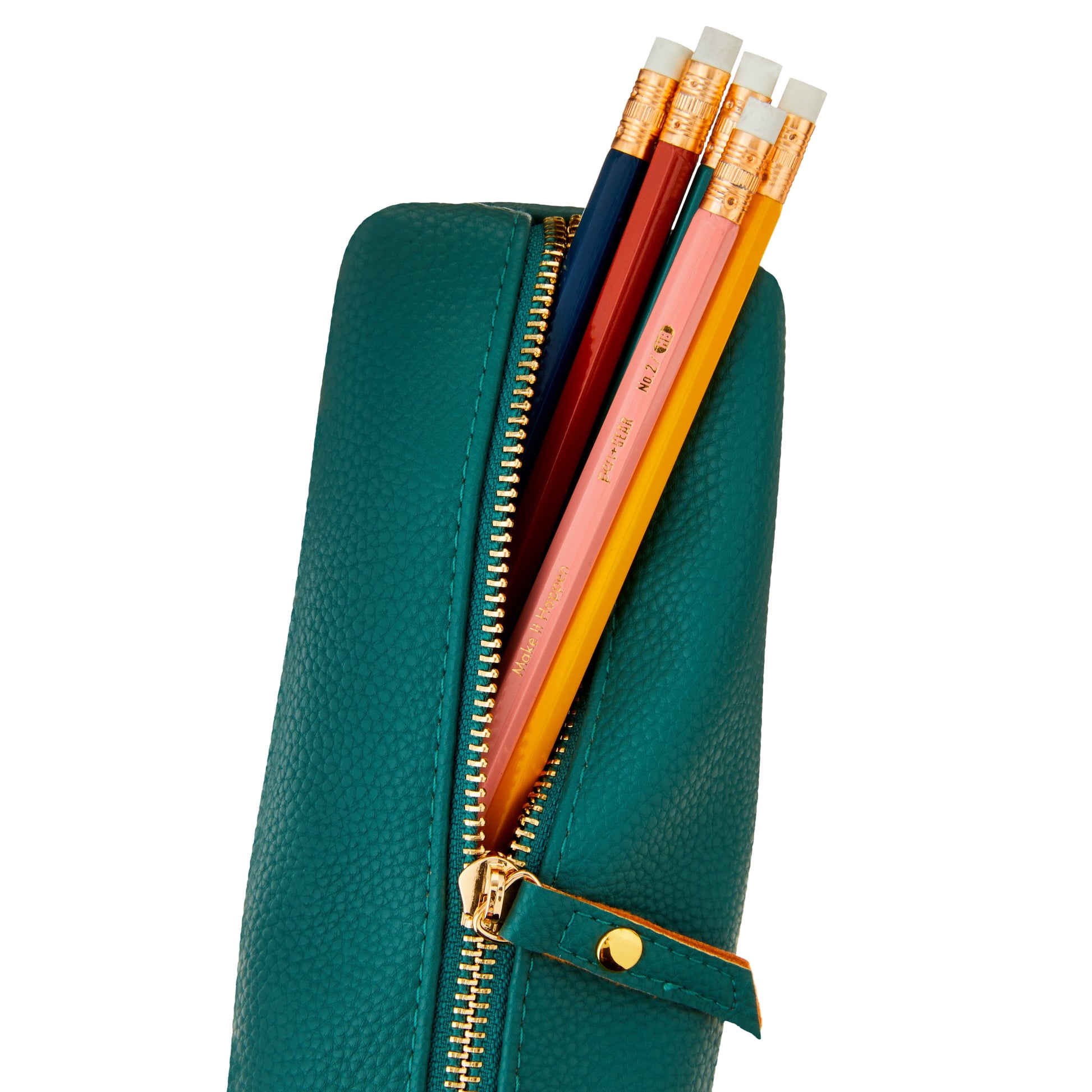 Pen + Gear Simulated Leather Pencil Pouch, Green for Middle School