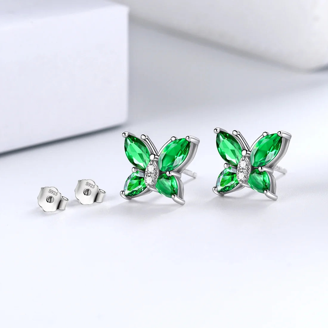 Green Butterfly Jewelry Emerald May Birthstone Jewelry Set Fine Necklace/Earrings 925 Sterling Silver Women Birthday Mother'S Day Gifts