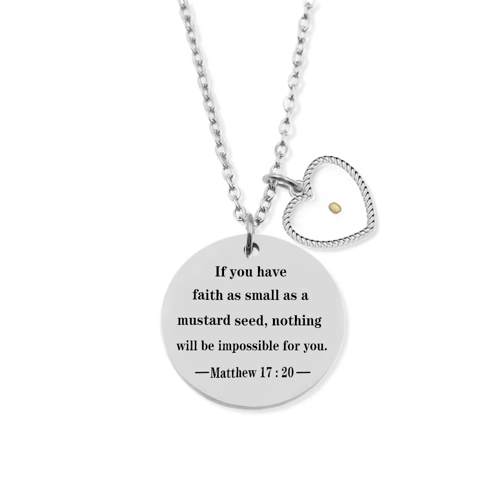 Matthew 17:20 Bible Verses Faith Mustard Seed Necklace Gold Plated Stainless Steel Christian Jewelry Gift
