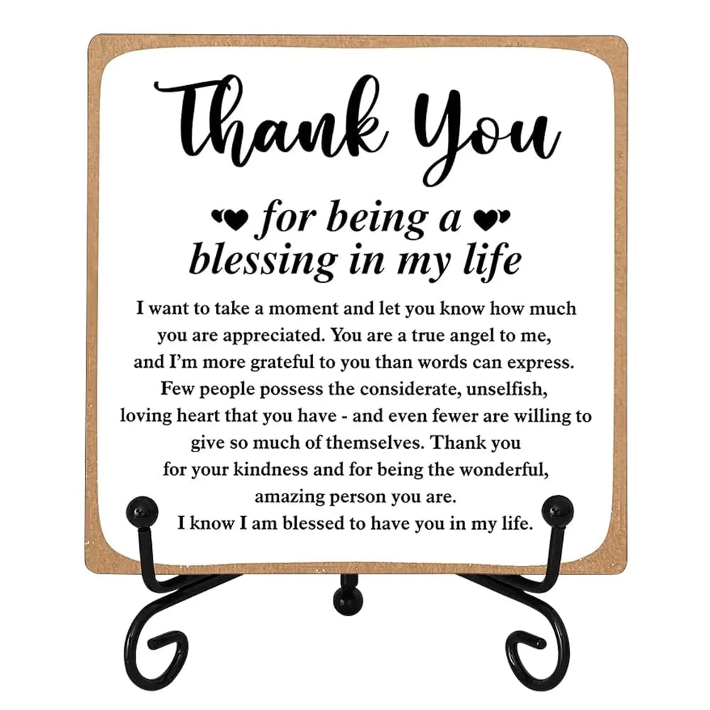Gratitude Wooden Plaque, Heartfelt Thank You Gift for Women, Men, Friends, and Mom, Desk Decor for Family, Coworkers, Teachers, and Loved Ones