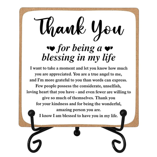 Gratitude Wooden Plaque, Heartfelt Thank You Gift for Women, Men, Friends, and Mom, Desk Decor for Family, Coworkers, Teachers, and Loved Ones