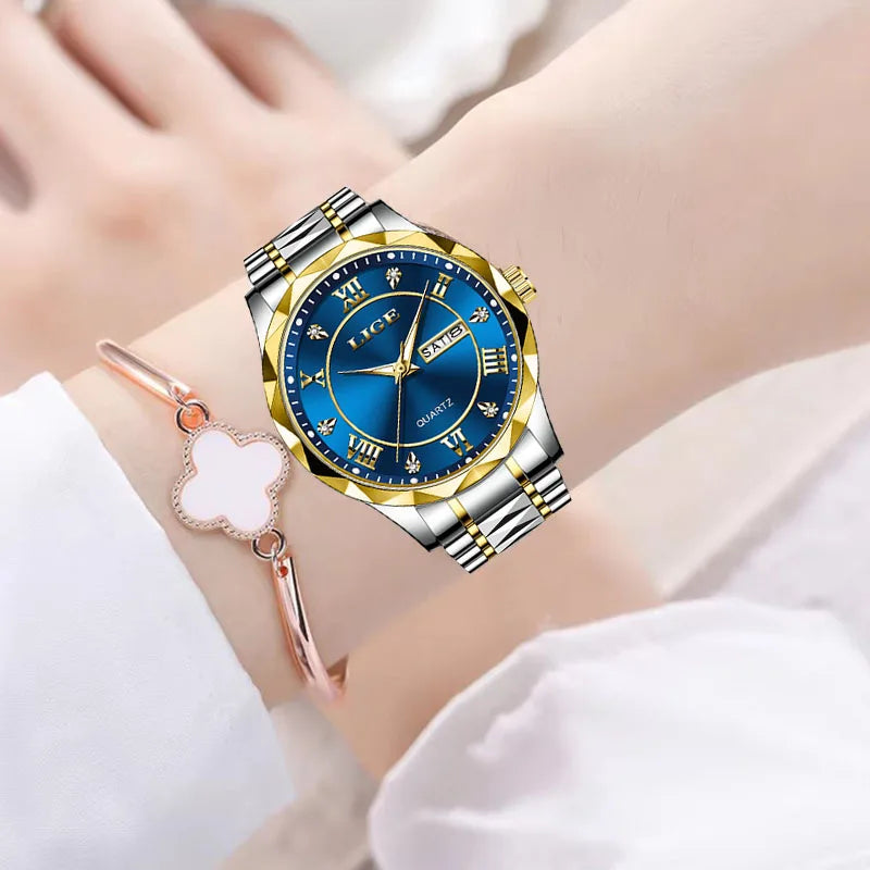 New Gold Watch Women Watches Ladies Creative Steel Women'S Bracelet Watches Female Waterproof Clock Relogio Feminino+Box