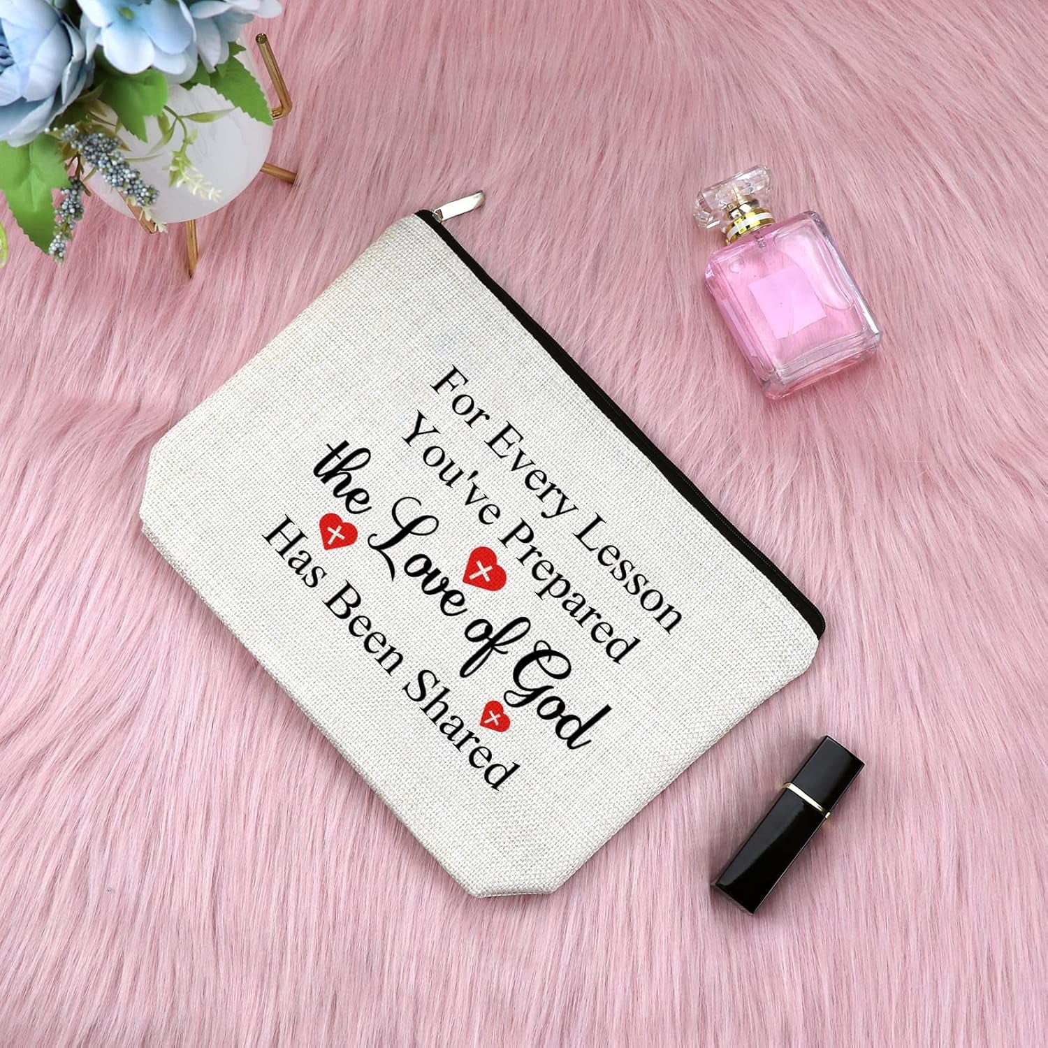 Sunday School Church Teacher Gifts Makeup Bag Religious Christian Gifts for Women Bible Verse Cosmetic Bag Thanksgiving Appreciation for Christian Teacher'S Day Christmas Retirement Travel Pouch