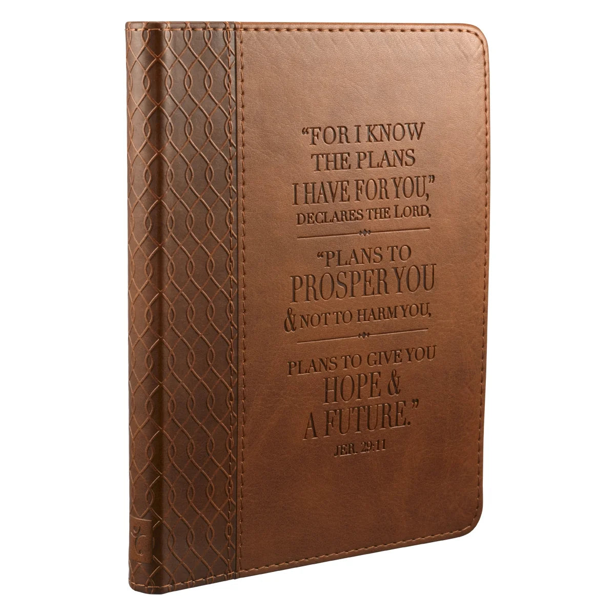 Classic Handy-Sized Journal for I Know the Plans Jeremiah 29:11 Bible Verse Inspirational Scripture Notebook with Ribbon 240 Ruled Pages, 5.7" X 7", Tan