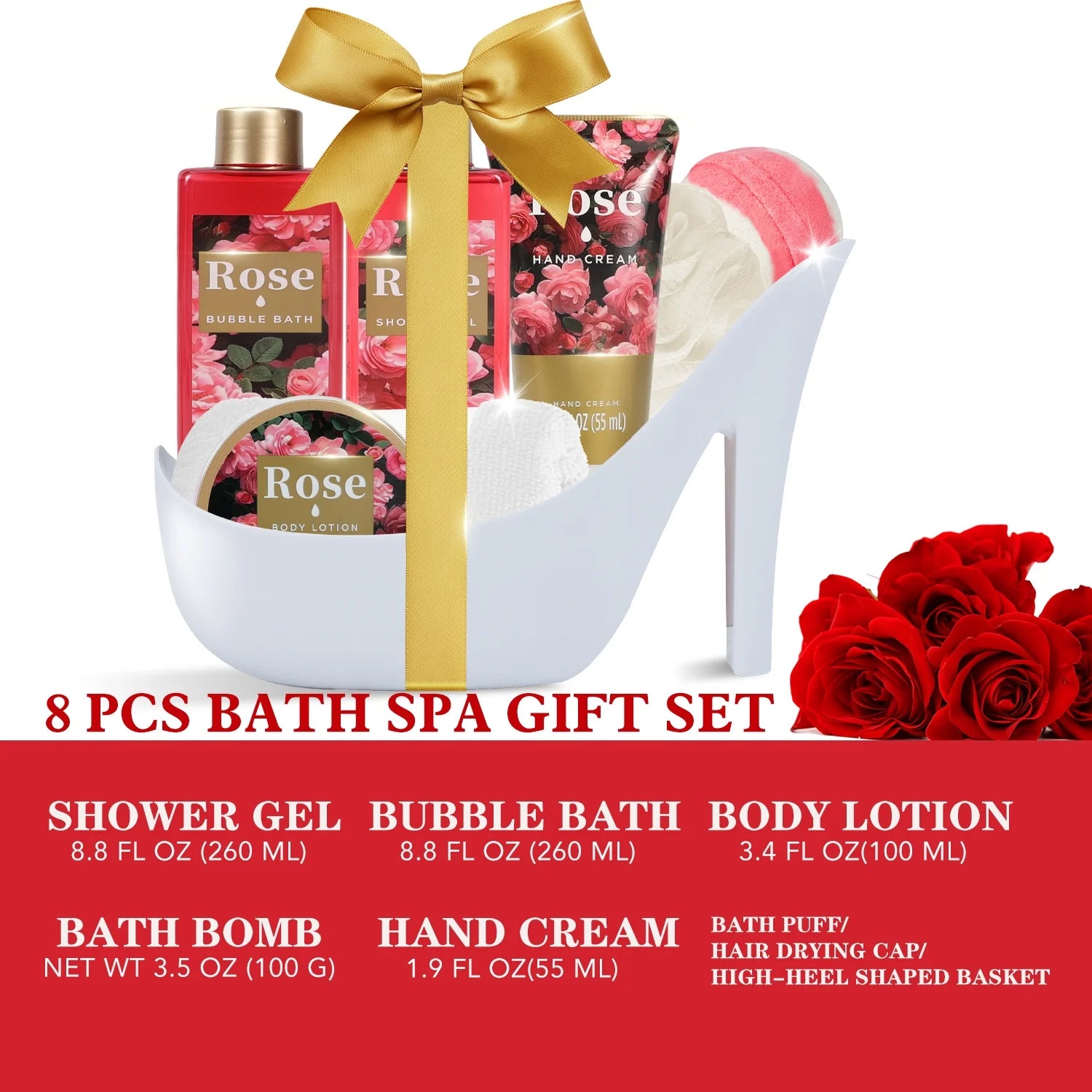 Gift Sets for Women, 8 Pcs Luxury Rose Birthday Holiday Gift Baskets for Her