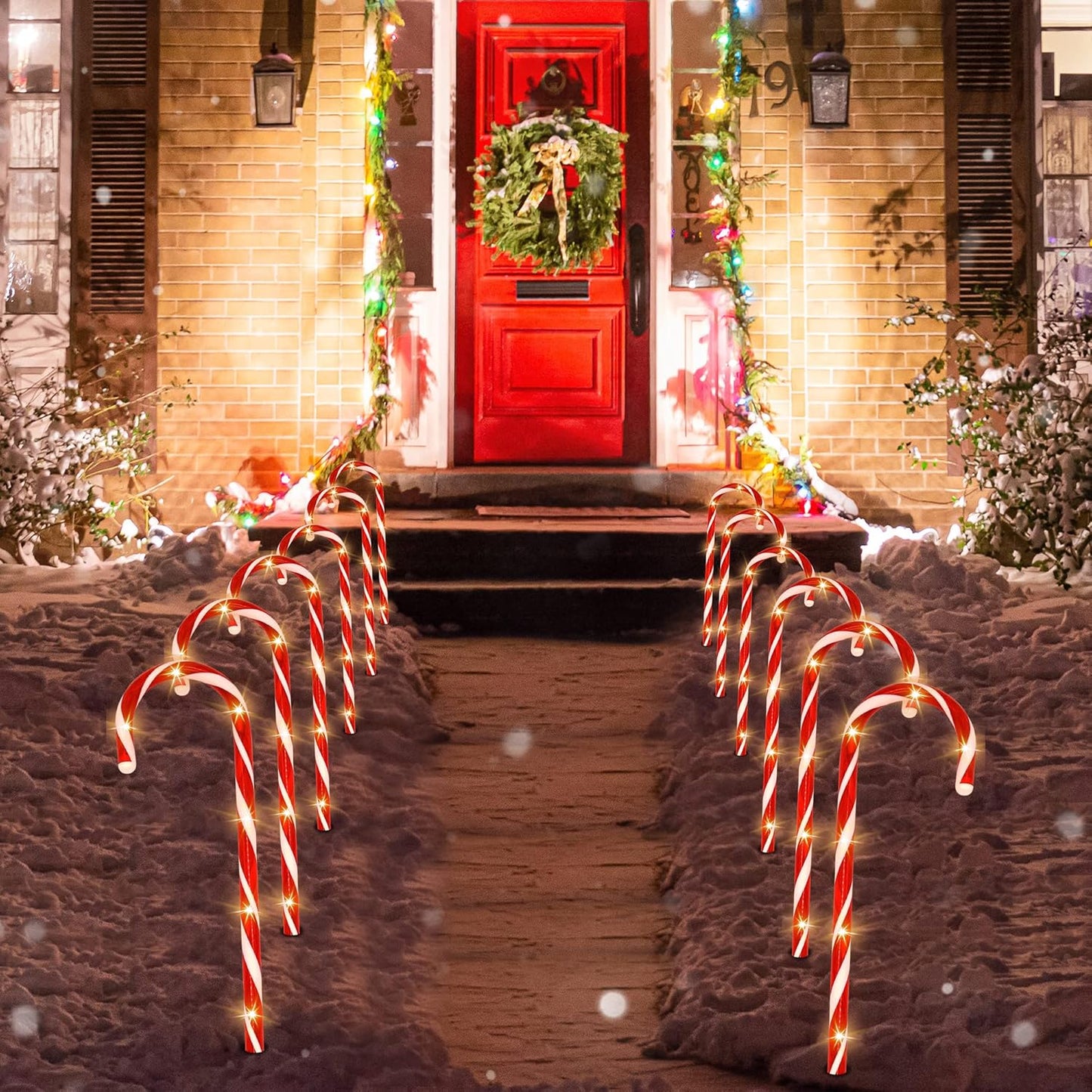 12 Pcs Christmas Candy Cane Pathway Lights for Outdoor Holiday Decor