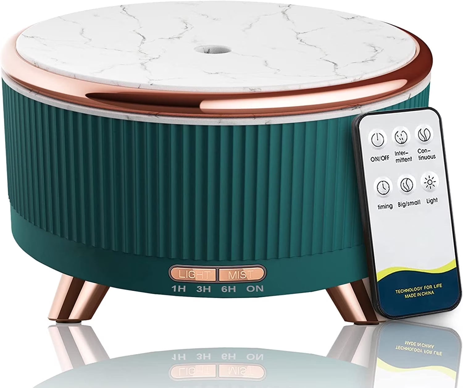 Diffusers for Essential Oils Large Room Humidifier, 500Ml Aromatherapy Diffuser Cool Mist Humidifier with Remote Control,7 Colors Lights & 3 Mist Mode Waterless Auto off for Women Office Home Green