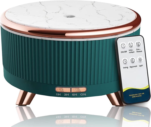 Diffusers for Essential Oils Large Room Humidifier, 500Ml Aromatherapy Diffuser Cool Mist Humidifier with Remote Control,7 Colors Lights & 3 Mist Mode Waterless Auto off for Women Office Home Green