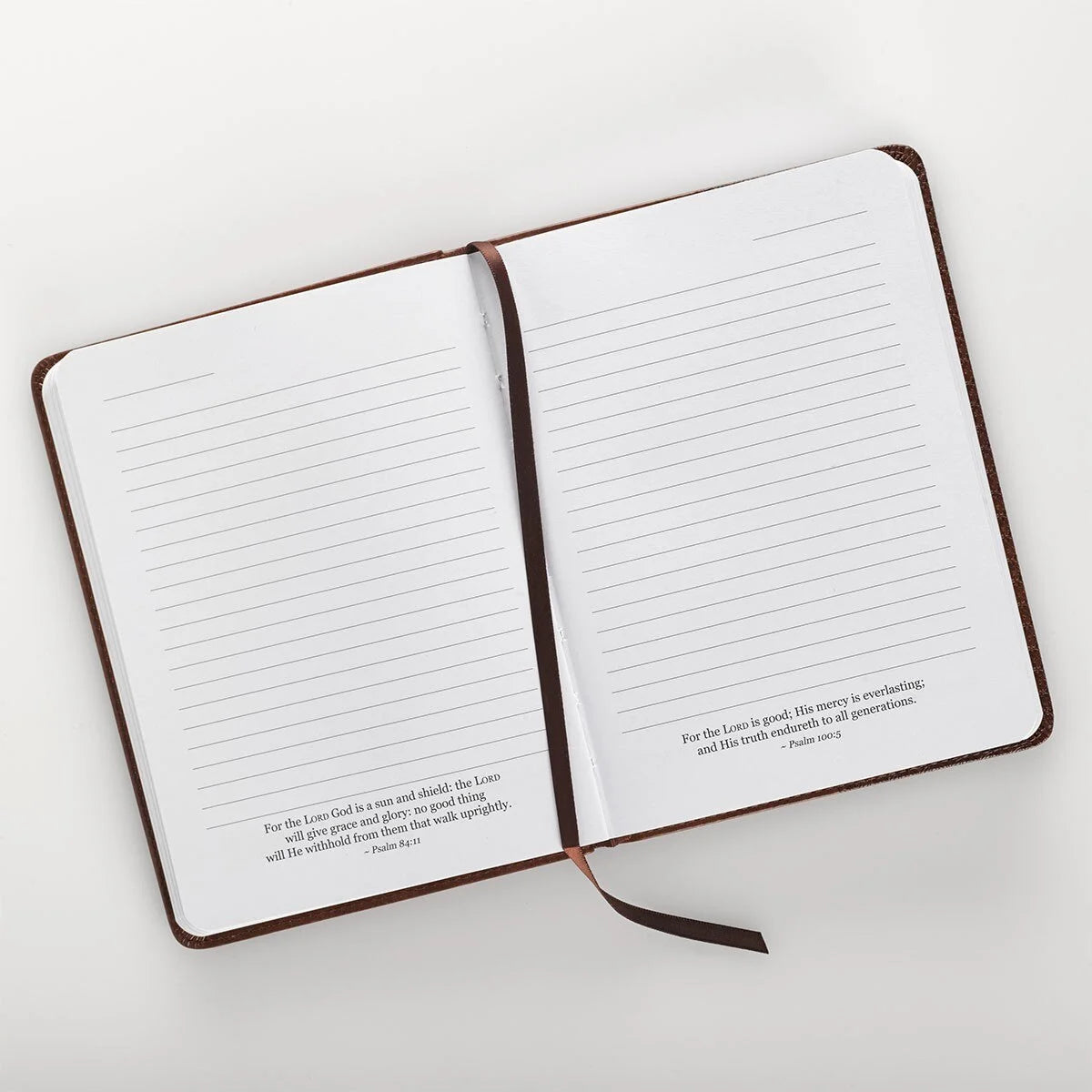 Classic Handy-Sized Journal Be Strong and Courageous Joshua 1:9 Bible Verse Inspirational Scripture Notebook W/Ribbon, Faux Leather Flexcover 240 Ruled Pages, 5.7" X 7", Brown