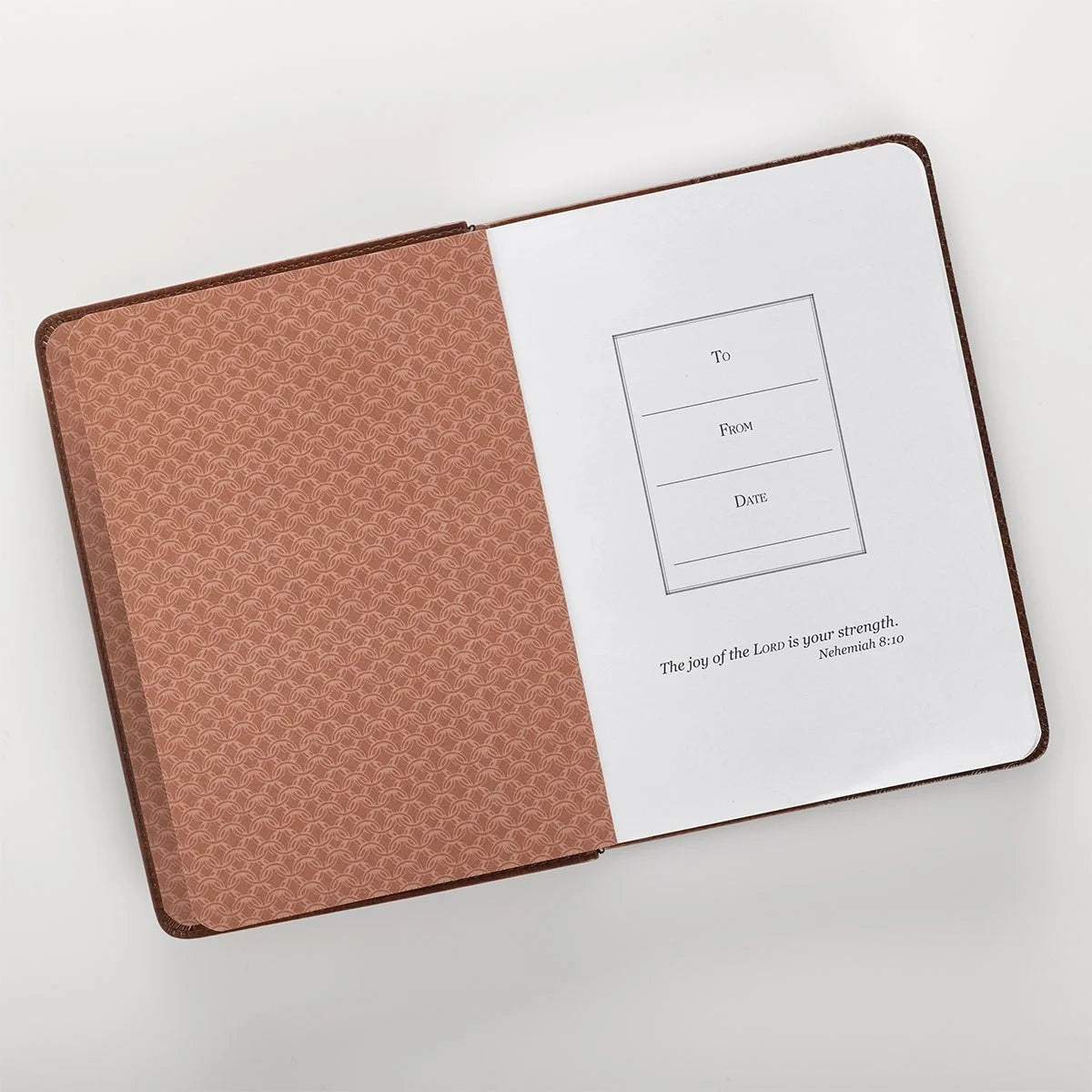 Classic Handy-Sized Journal Be Strong and Courageous Joshua 1:9 Bible Verse Inspirational Scripture Notebook W/Ribbon, Faux Leather Flexcover 240 Ruled Pages, 5.7" X 7", Brown