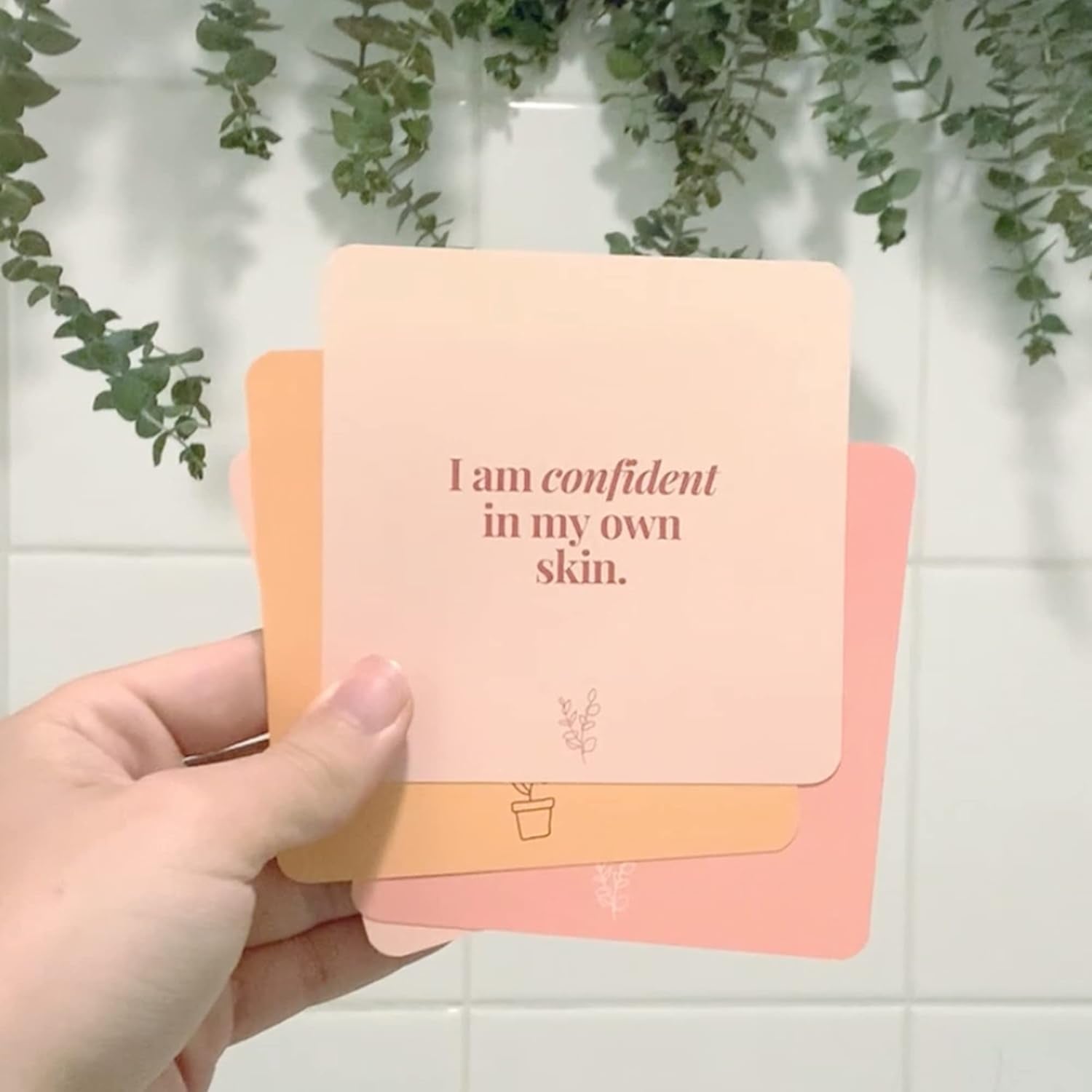 Affirmation Cards for Shower Self-Love [Waterproof] by Positive Manifest for Women Meditation Cards and Daily Motivational Self-Empowering Quotes Girl Boss 14 Stress Relief Routine