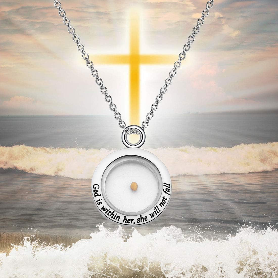 Christian Gift Mustard Seed Necklace Inspirational Religious Bible Verse Jewelry Gift for Woman Girls