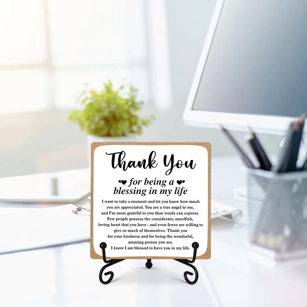 Gratitude Wooden Plaque, Heartfelt Thank You Gift for Women, Men, Friends, and Mom, Desk Decor for Family, Coworkers, Teachers, and Loved Ones