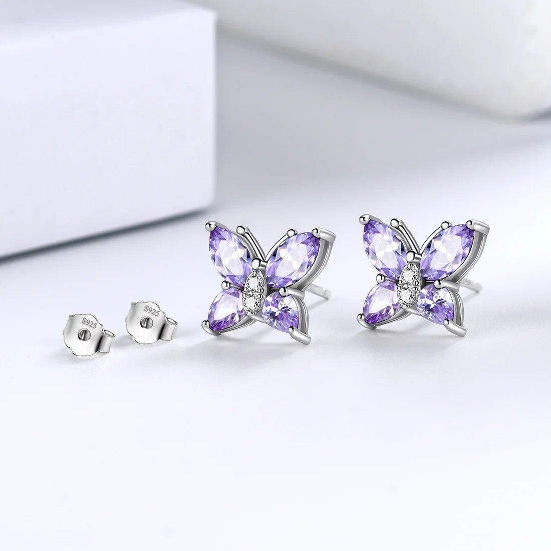 Purple Butterfly Jewelry Alexandrite June Birthstone Jewelry Set Fine Necklace/Earrings Sterling Silver Women Birthday Mother'S Day Xmas Gifts