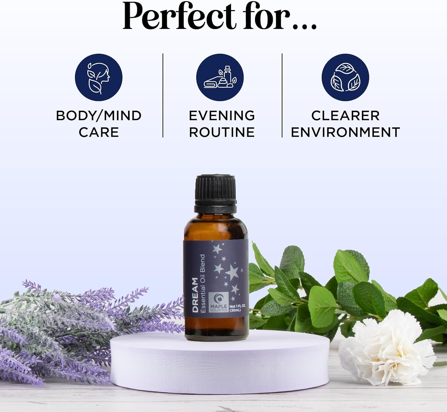 Sleep Essential Oil Blend for Diffuser - Dream Essential Oils for Diffusers Aromatherapy and Relaxation with Clary Sage Ylang-Ylang Roman Chamomile and Lavender for Sleep Time Support (1 Fl Oz)