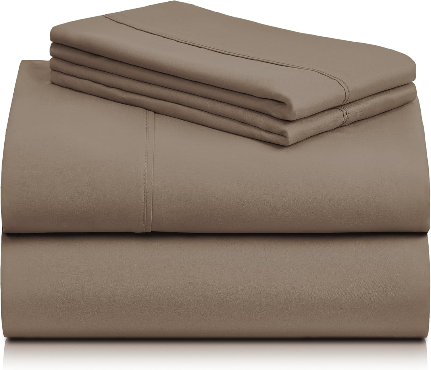4 PC Sheet Bed Sheets Deep Pockets 18" Eco Friendly Wrinkle Free-Kids-Fitted Sheets Machine Washable Hotel Bedding Silky Soft - Dark Khaki Twin