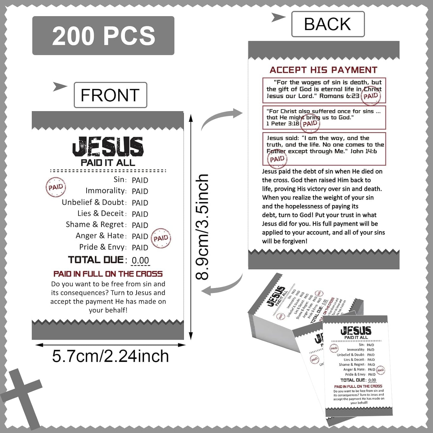 200 Pcs Gospel Tract Card Salvation Cards Pocket Holy Postcard Prayer Postcards