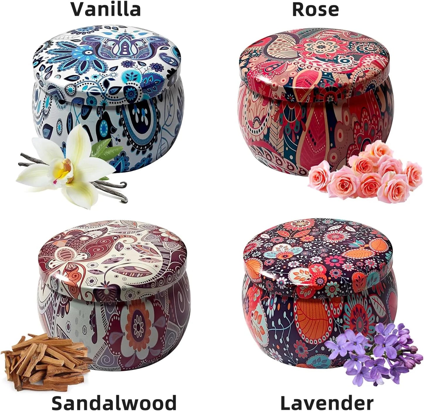 4-PACK Scented Candles Gift Set Aromatherapy Soy Candles Natural Soy 4.4 Oz Strongly Fragrance Stress Relief for Halloween,Christmas,Mother'S Day,Valentine'S Gift,Wedding,Party,Anniversary