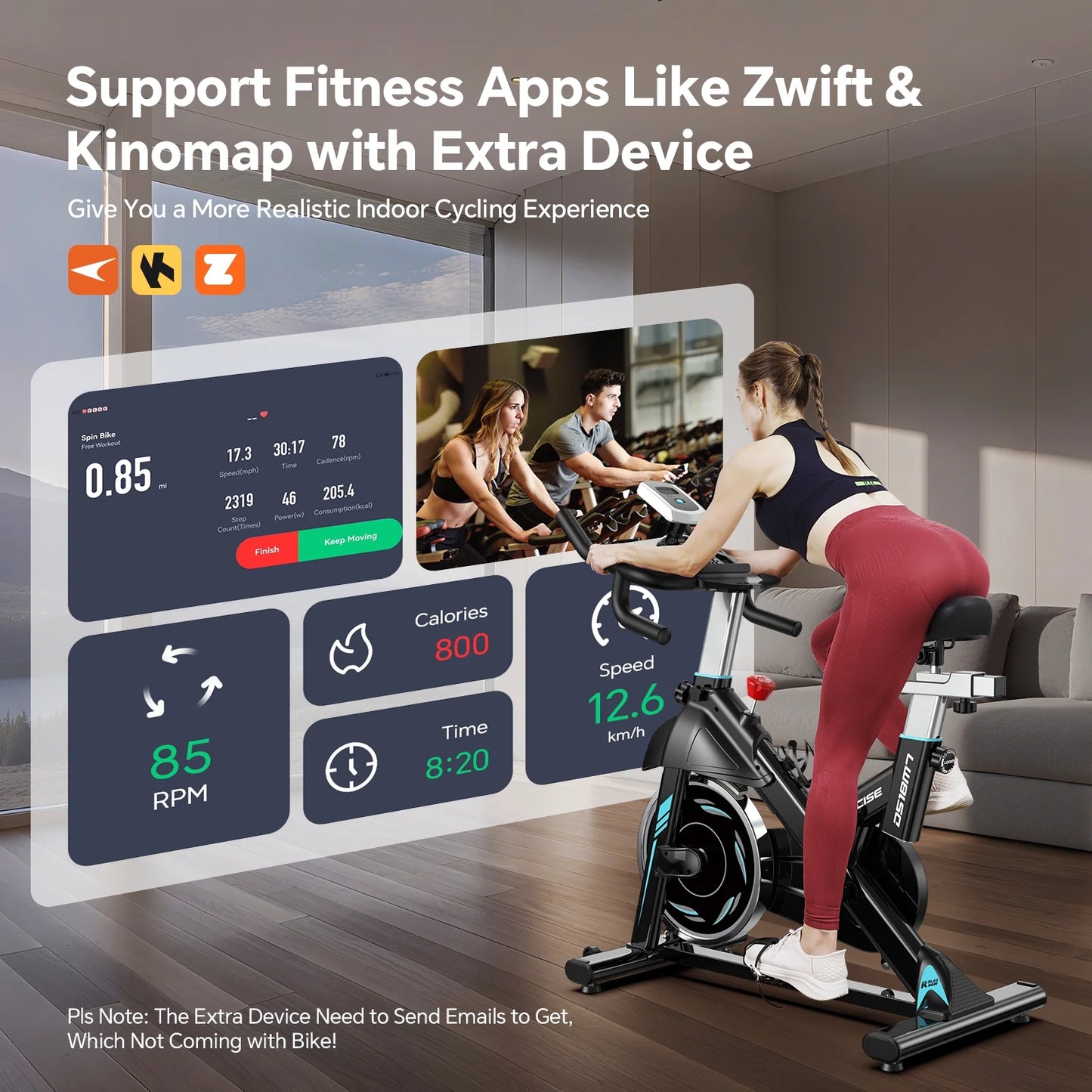 Professional Indoor Cycling Bike Stationary Exercise Bikes Home Cardio Workout Bicycle Machine 350Lb Flywheel Weight 40Lbs