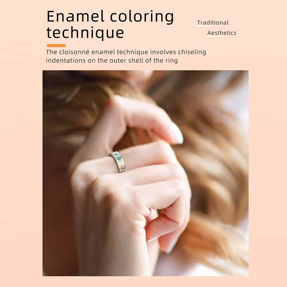 Color Enamels Craftsmanship Smart Ring Health Ring with Heart Rate Blood Oxygen Sleep Monitoring Health Monitor for Women