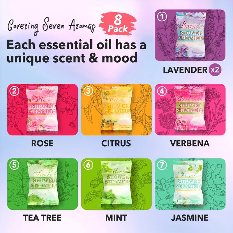 Shower Steamers Aromatherapy - 8 Pcs Shower Bomb with Essential Oil for Home SPA, Self-Care Relaxation, Valentines Day Birthday Gifts for Women