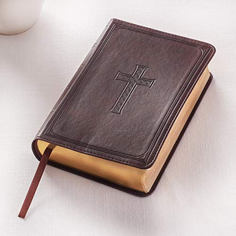 KJV Holy Bible, Large Print Compact, Dark Brown Faux Leather W/Ribbon Marker,
