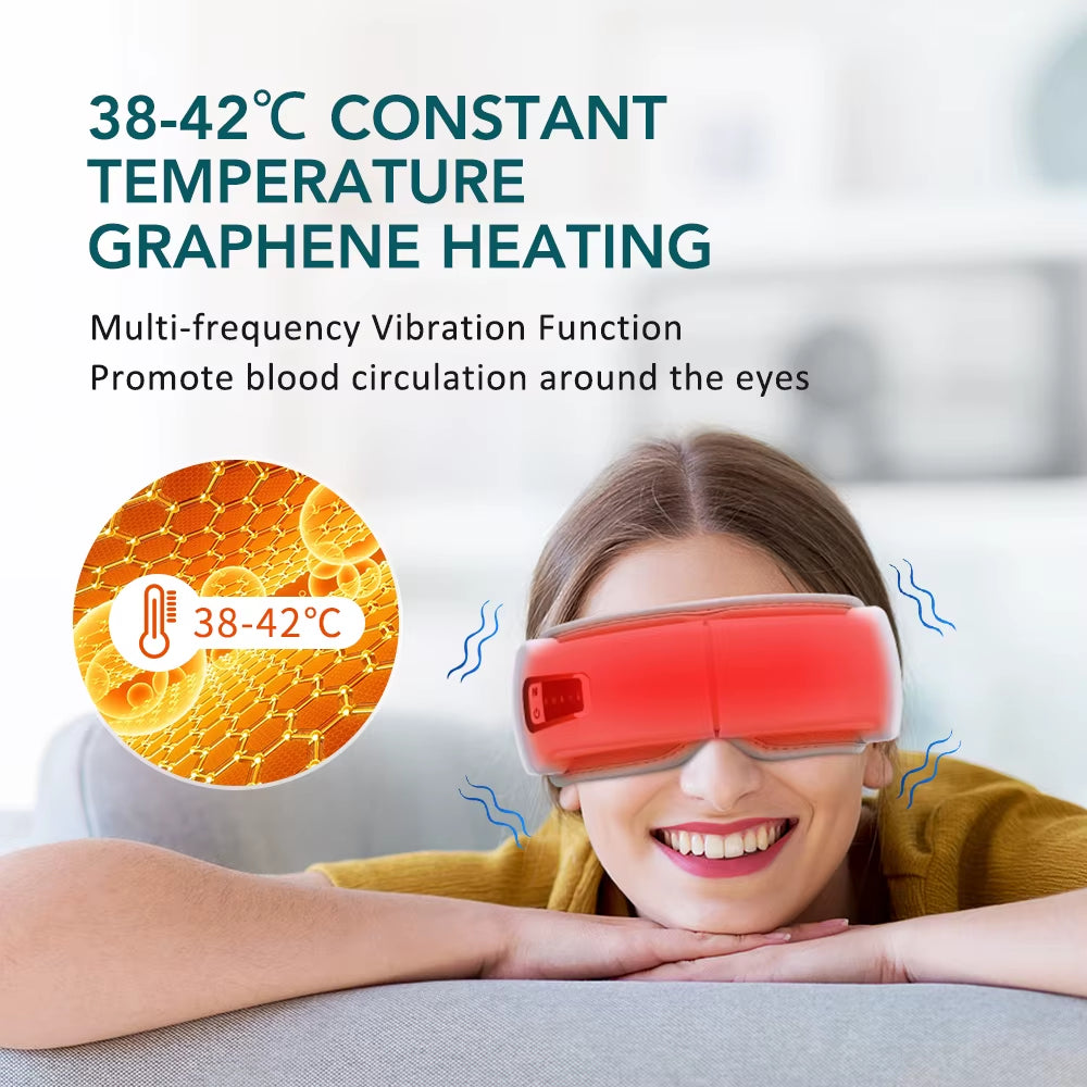 Vibration Eye Massager Bluetooth Music Smart Eye Mask Hot Compress Air Bag Eye Massager Eye Strain Relief Home Eye Care Device