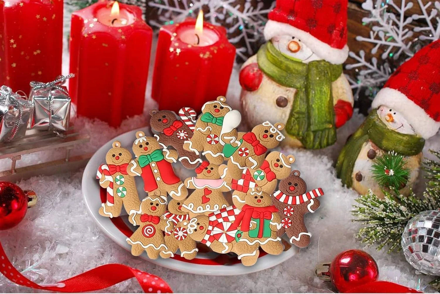 14Pcs Christmas Ornaments Gingerbread Christmas Tree Decorations Holiday Decor (Classic)