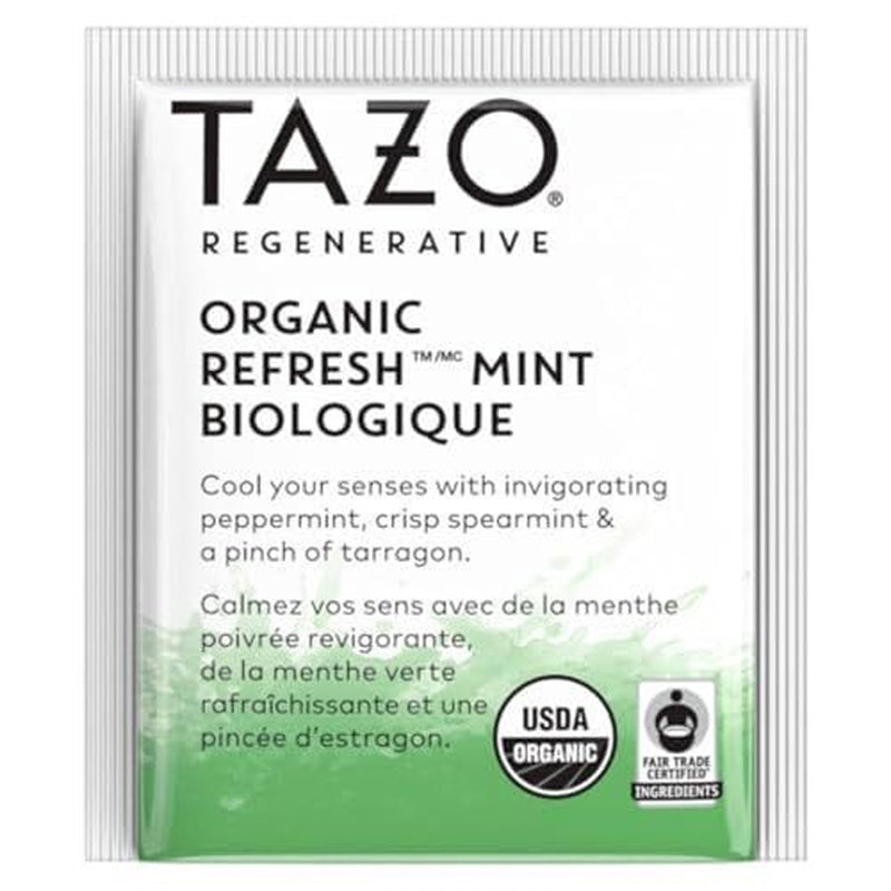 Tazo Refresh Mint Herbal Tea Bags Caffeine Free Peppermint Spearmint 96 Count