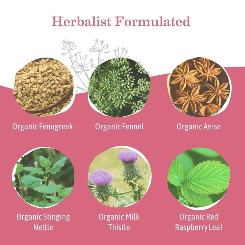 Organic Milkmaid Tea, Lactation Tea for Moms, Herbal Tea without Caffeine, 16 Ba