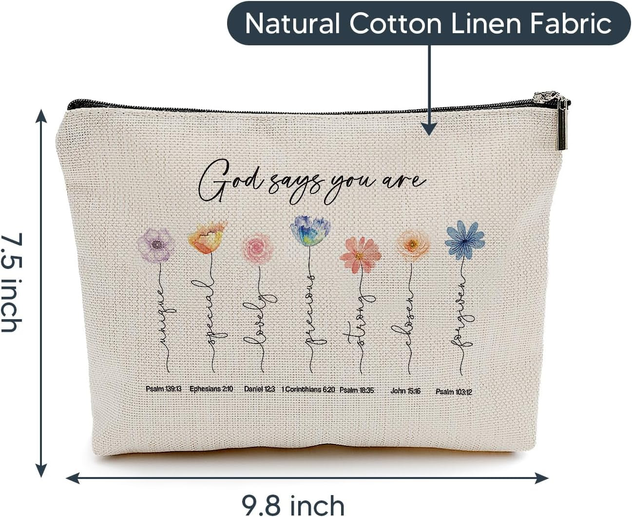 God Says You Are Cosmetic Bag, Inspirational Bible Verse Makeup Bag, Christian Gifts, Floral Bible Verse Makeup Case, Affirmations Gifts, Encouragement Gifts, Friend Gifts