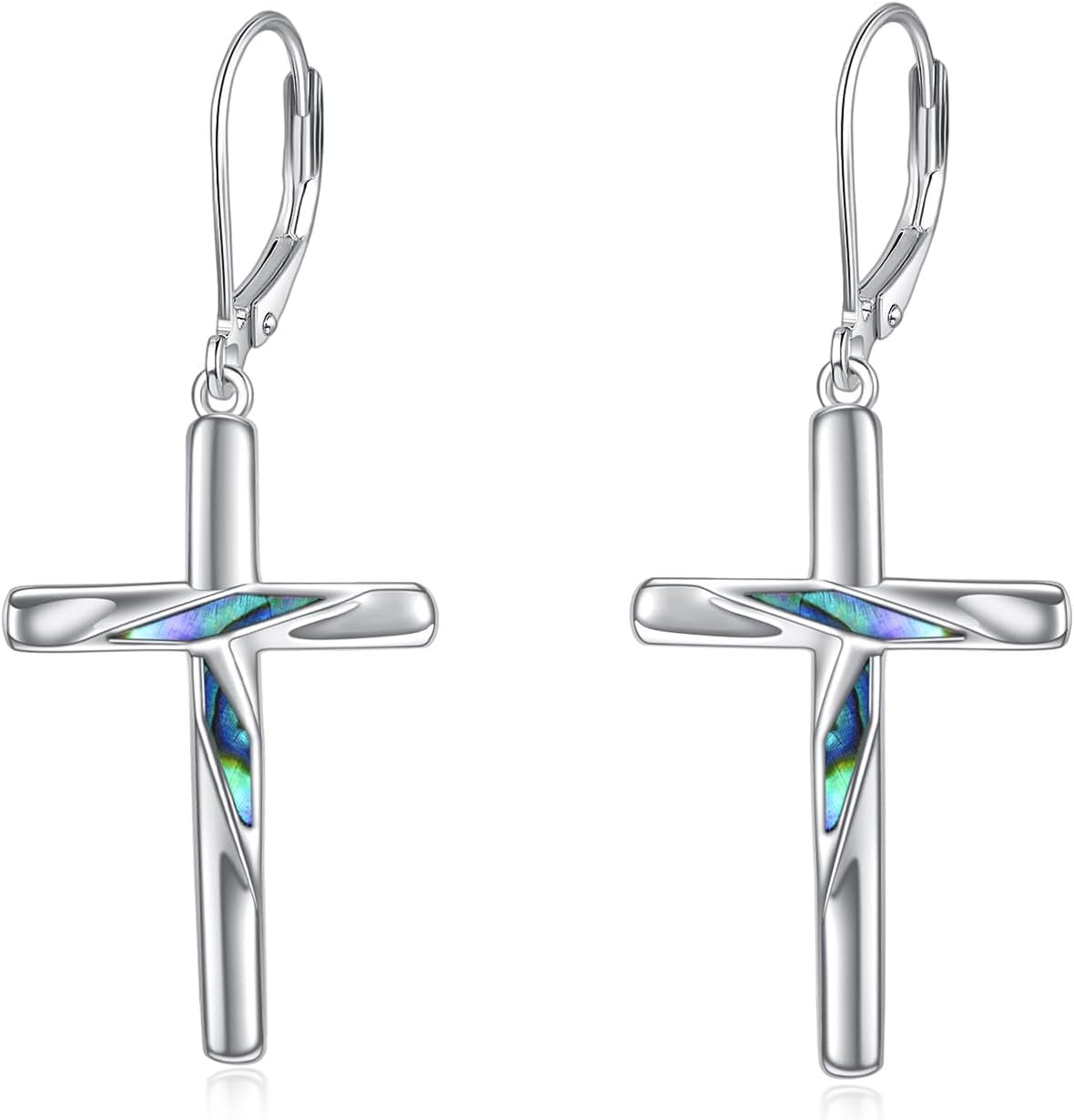 Cross Earrings Sterling Silver Rose Flower Cross Dangle Earrings Jewelry Gifts for Women