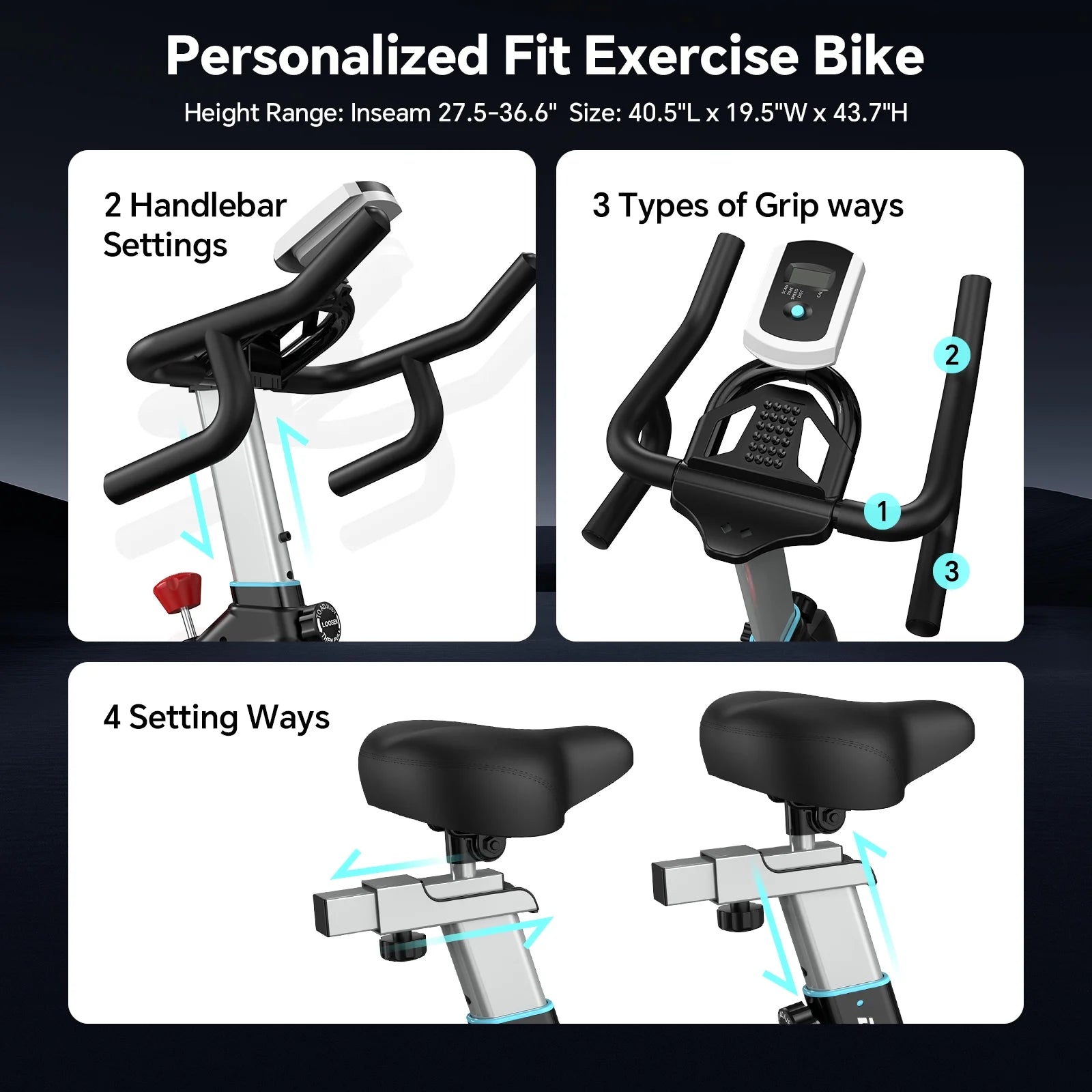 Professional Indoor Cycling Bike Stationary Exercise Bikes Home Cardio Workout Bicycle Machine 350Lb Flywheel Weight 40Lbs
