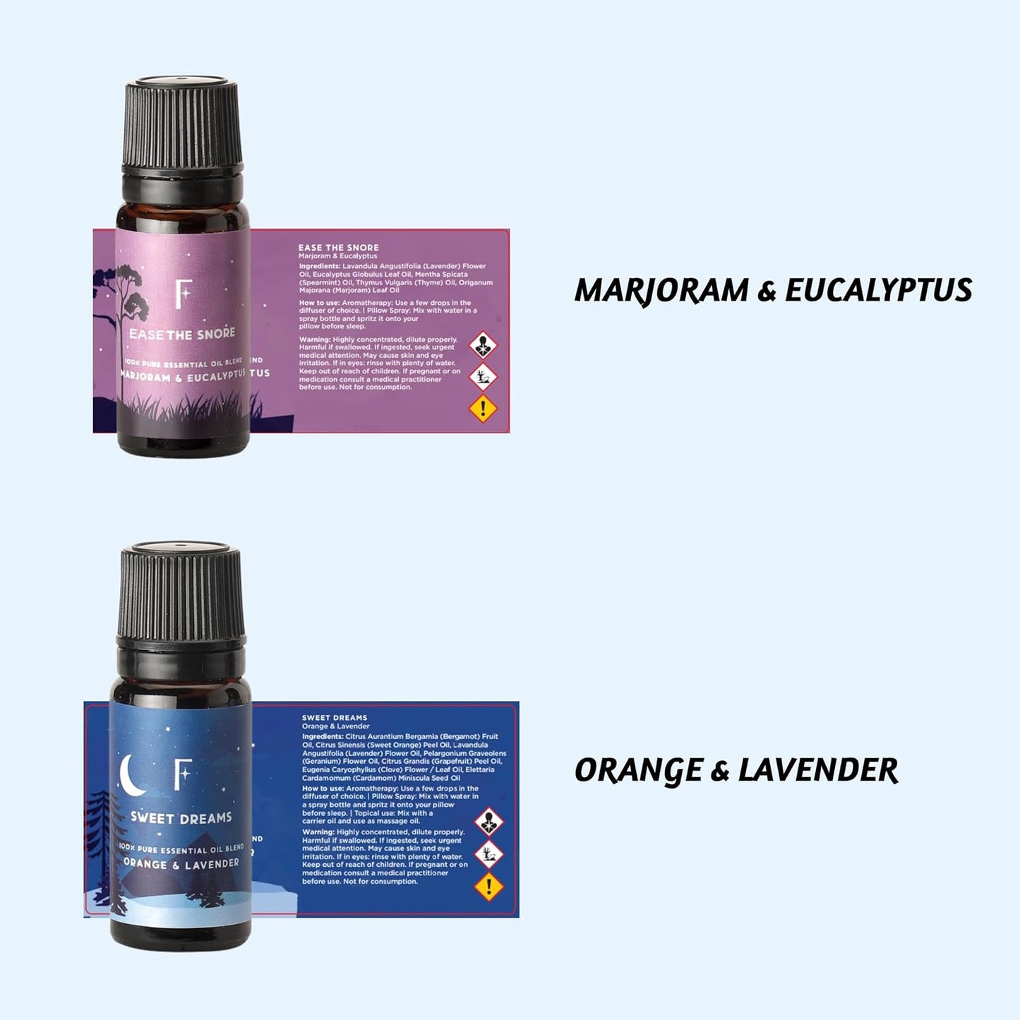 Sleep Essential Oils Set | Set of 6 Pure Essential Oils for Diffusers for Home | Essential Oil Blend or Oil Diffuser Essential Oils | Lavender, Rosemary & Peppermint