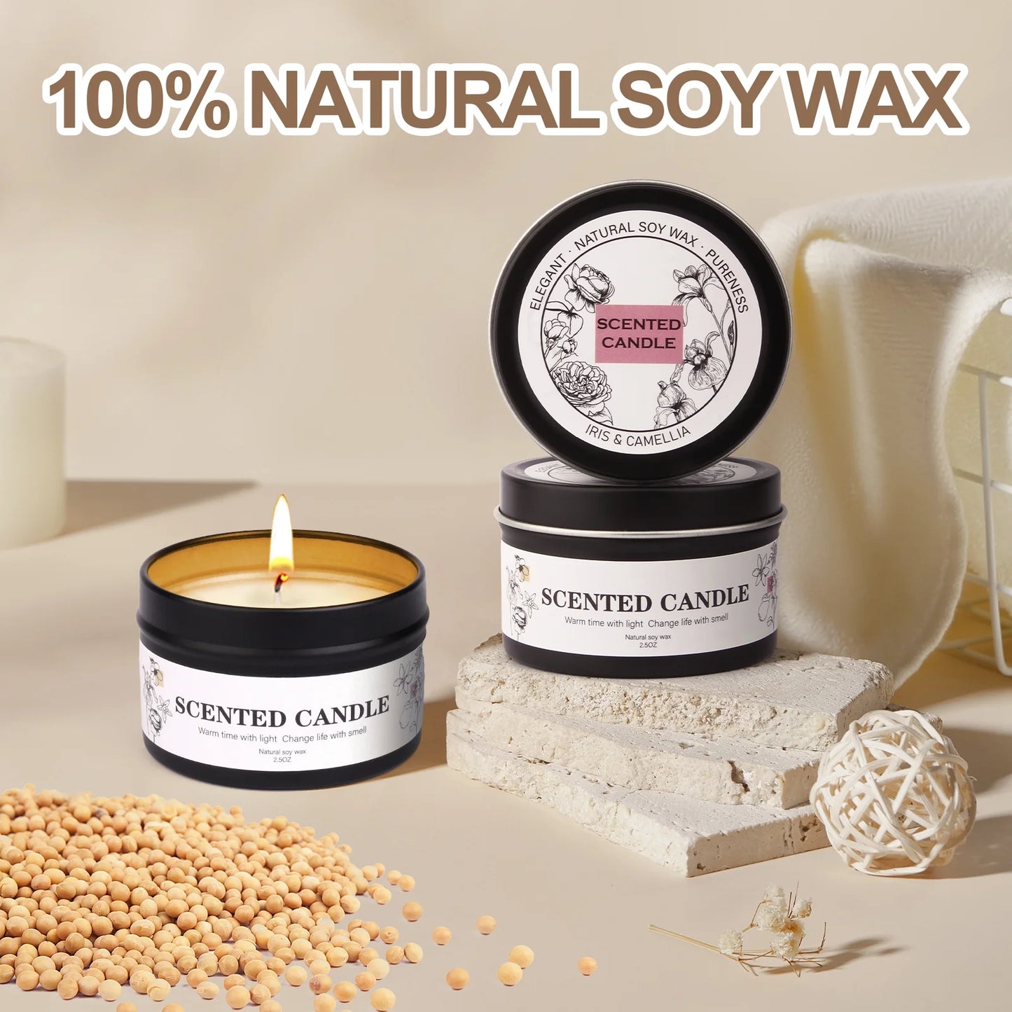 Scented Candles Gift Set 9 Pack Natural Soy Wax Jar Candles for Home Scented