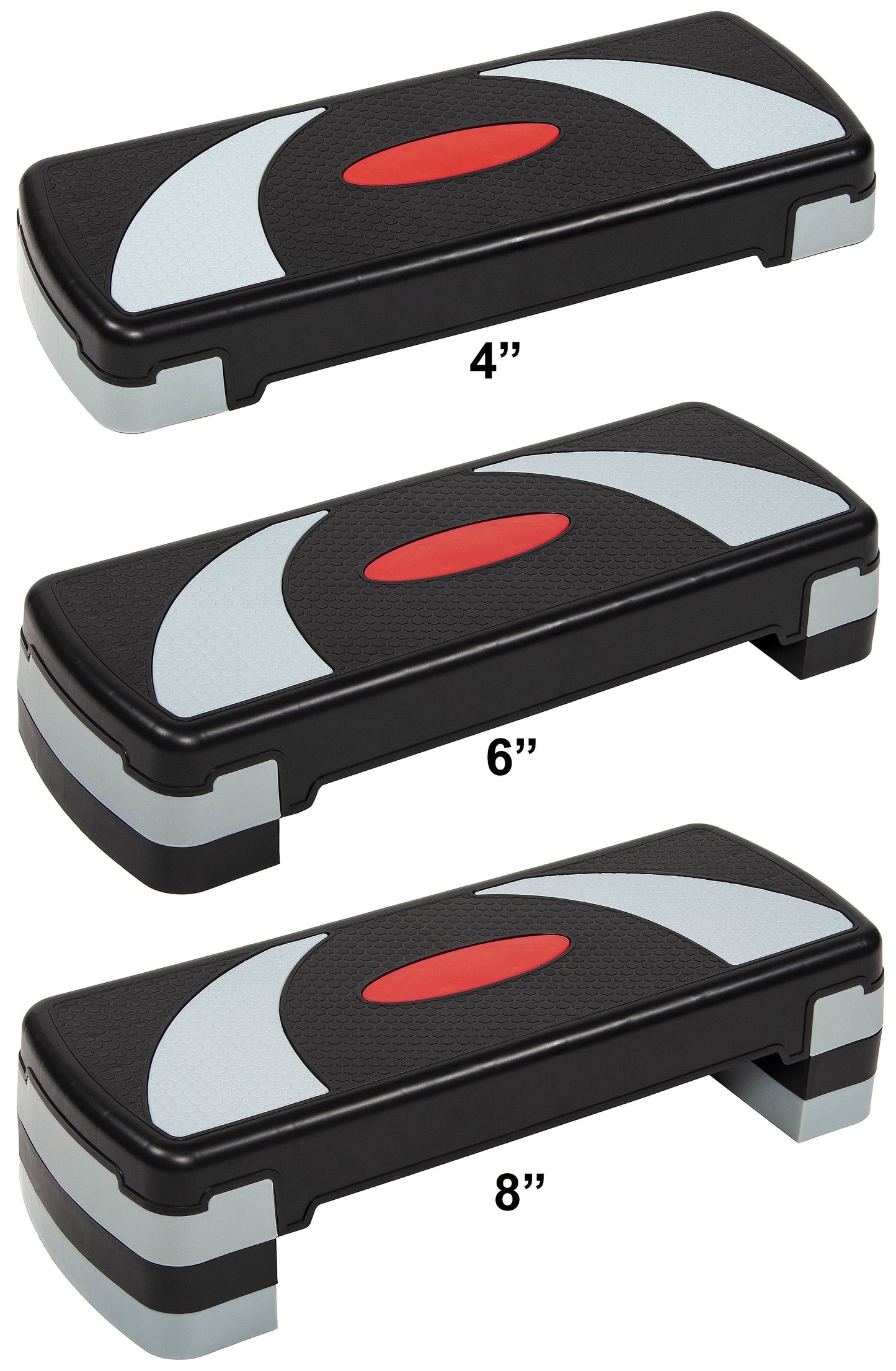 Aerobic Step Platform Trainer with Adjustable 3-Level Risers, Black & Gray