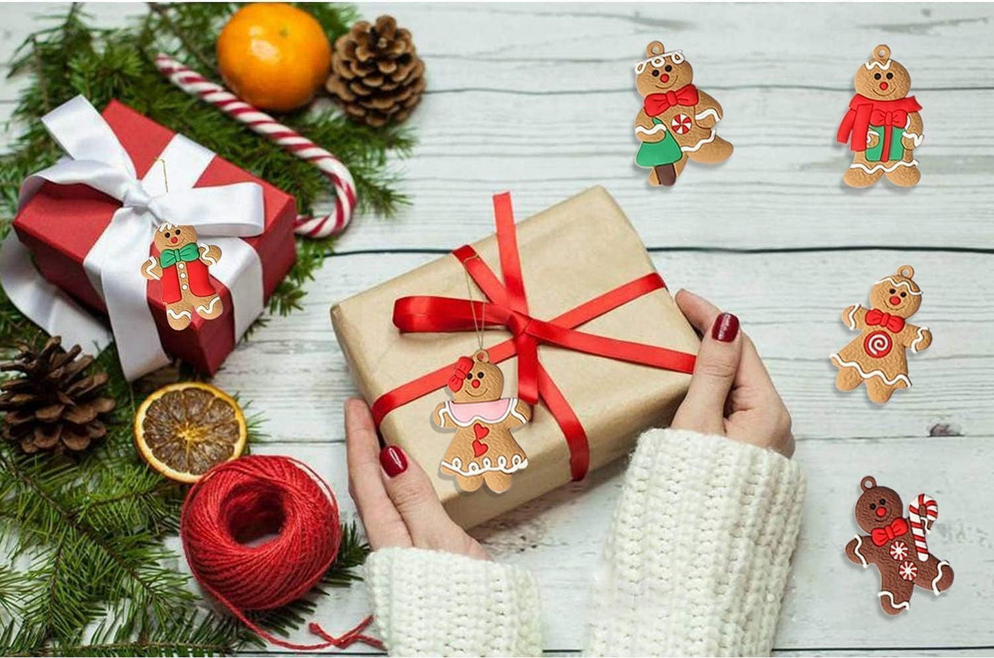 14Pcs Christmas Ornaments Gingerbread Christmas Tree Decorations Holiday Decor (Classic)