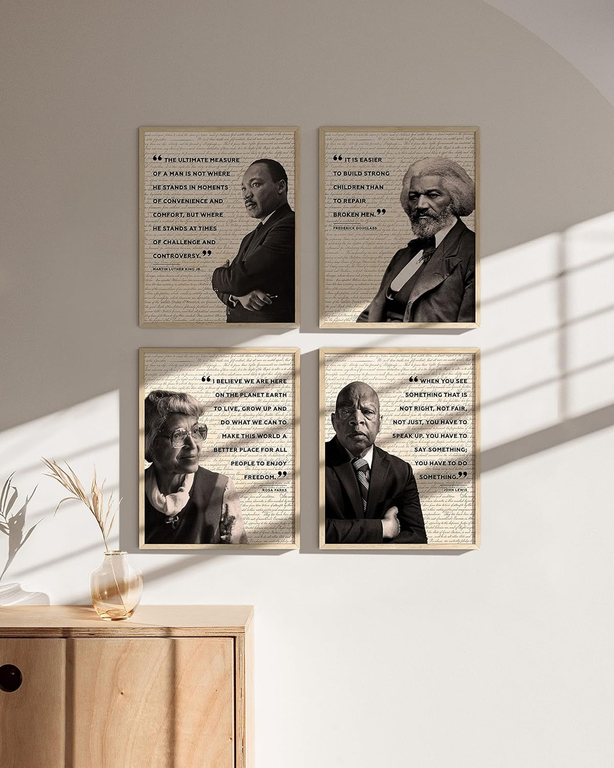 Black History Posters for Classroom - African American Art, Black History Month Decorations & African American Posters for Classroom, Quotes (Beige Frame, 11X14)