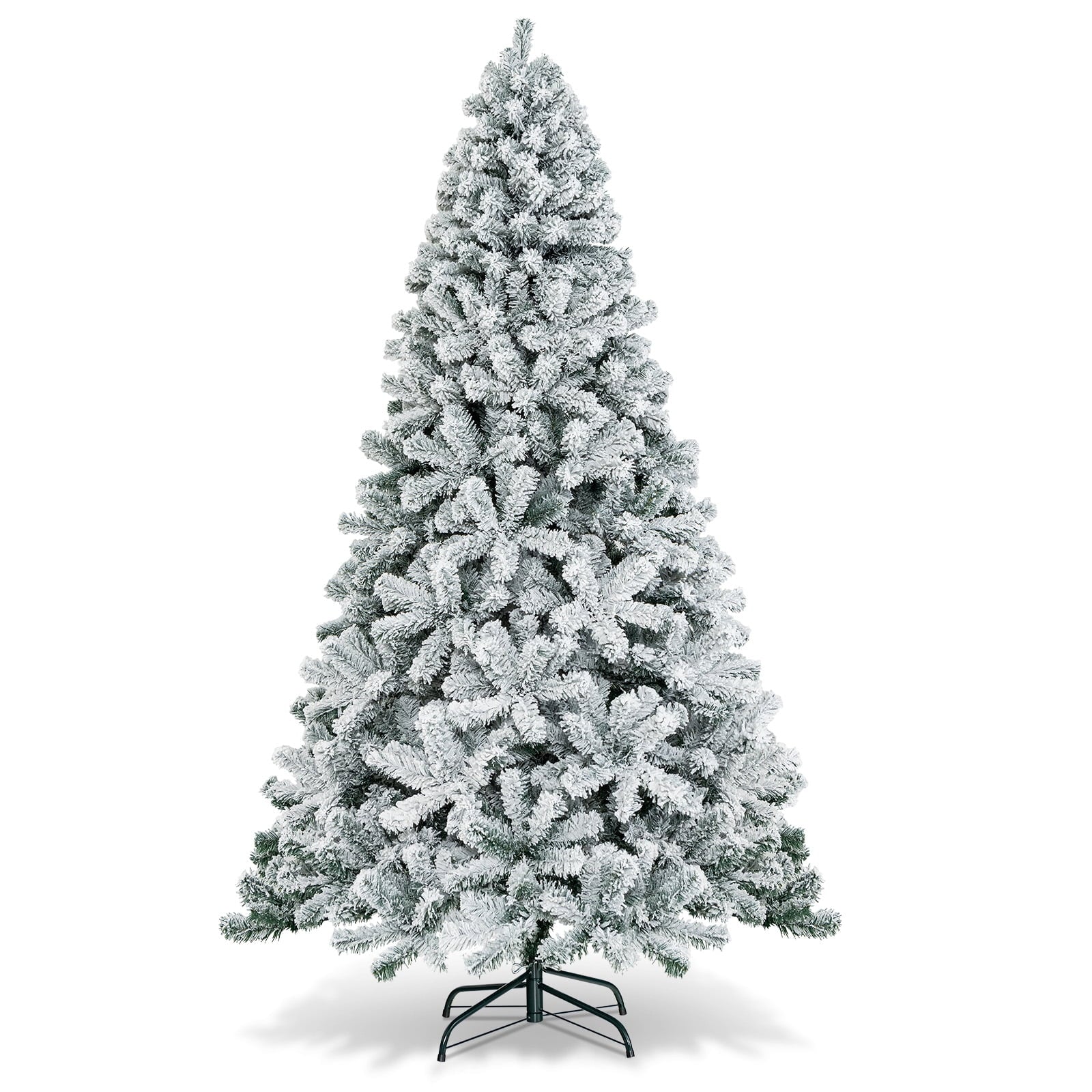7.5Ft Snow Flocked Hinged Artificial Christmas Tree Unlit Holiday Decor