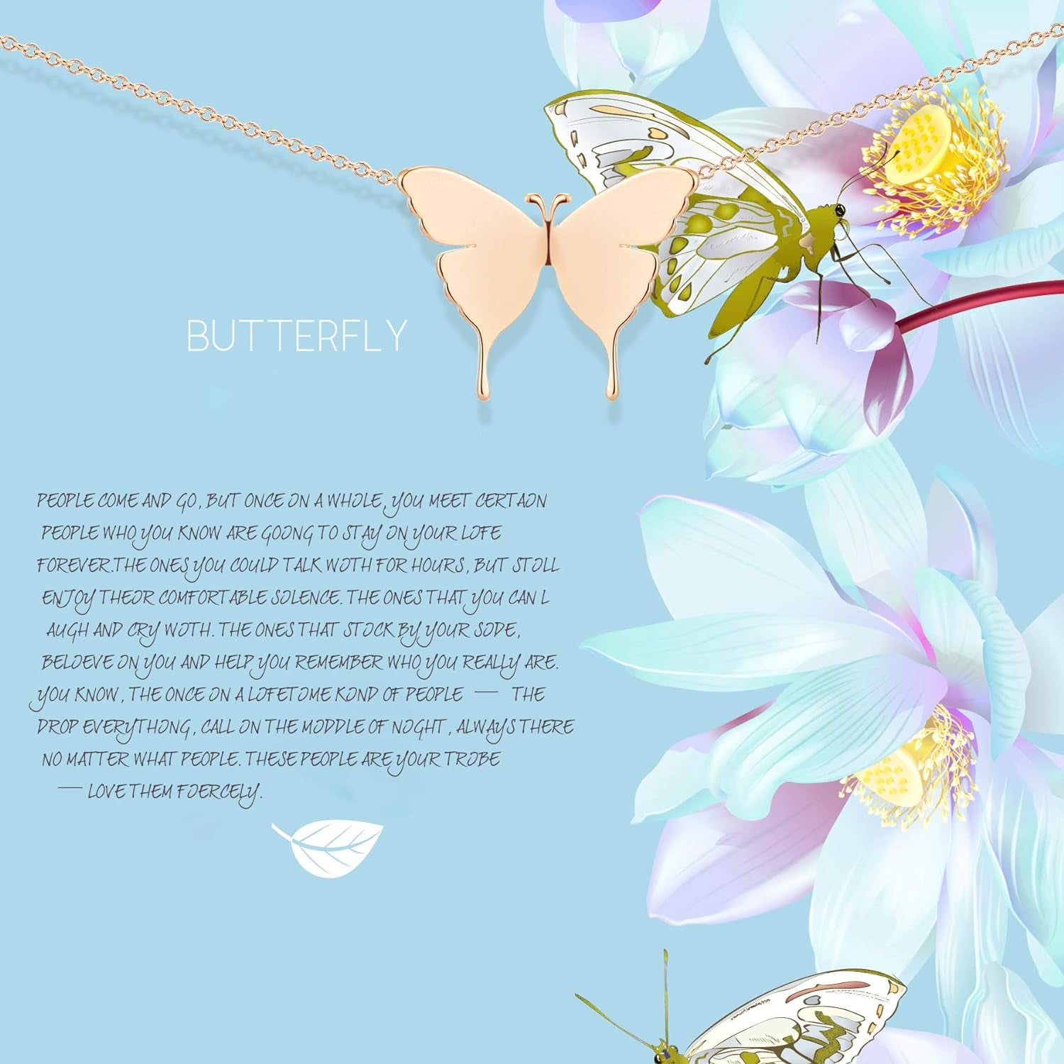 Gold Dainty Initial Necklace 18K Gold Plated Butterfly Pendant Name Necklaces Delicate Everyday Necklace for Women Minimalist Personalized Jewelry