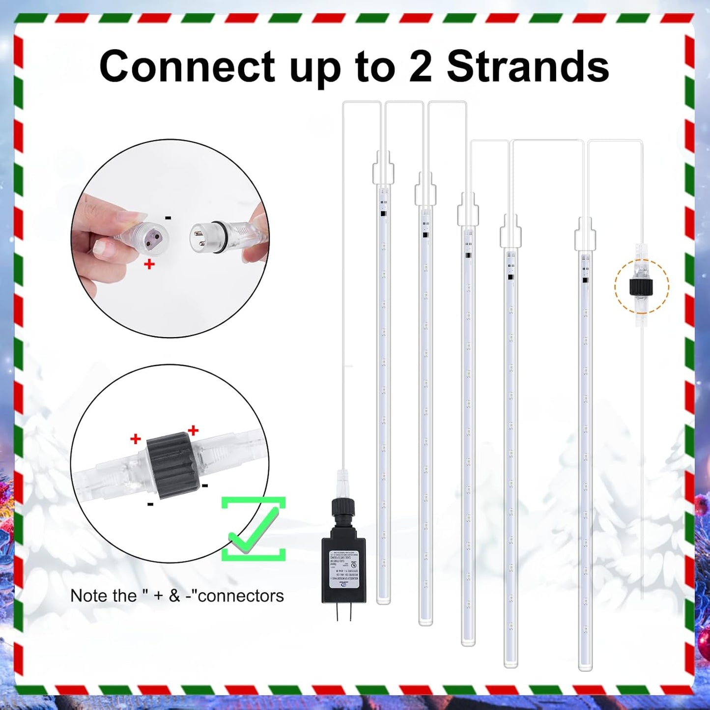 Outdoor Meteor Shower Lights, 24 Tubes 864 LED Waterproof Holiday Decor