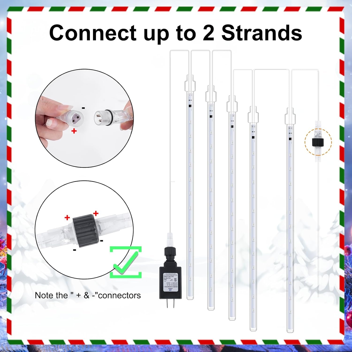 Outdoor Meteor Shower Lights, 24 Tubes 864 LED Waterproof Holiday Decor