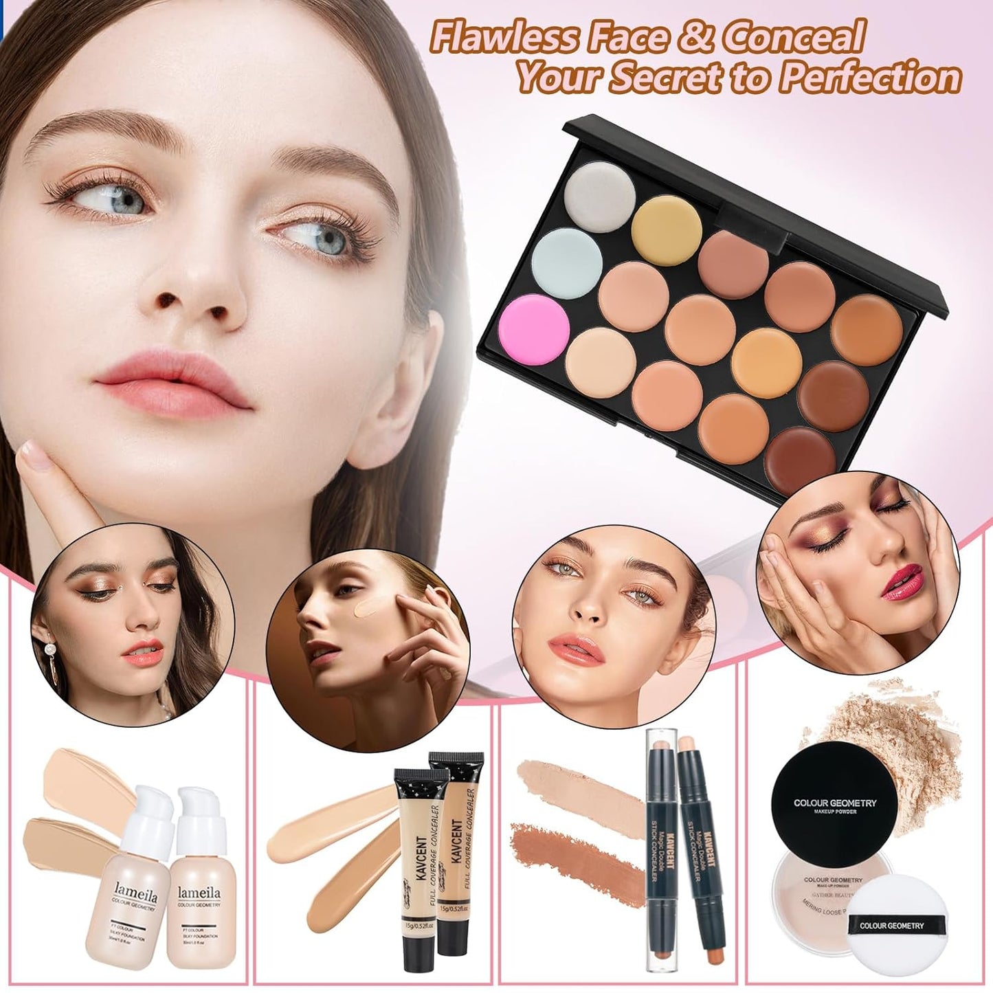 Makeup Kit Makeup Sets for Teens Makeup Kits for Women Teenagers Full Kit Make up Eyeshadow Palette Foundation Concealer Lipgloss Makeup Gift Set for Women Teen Girls