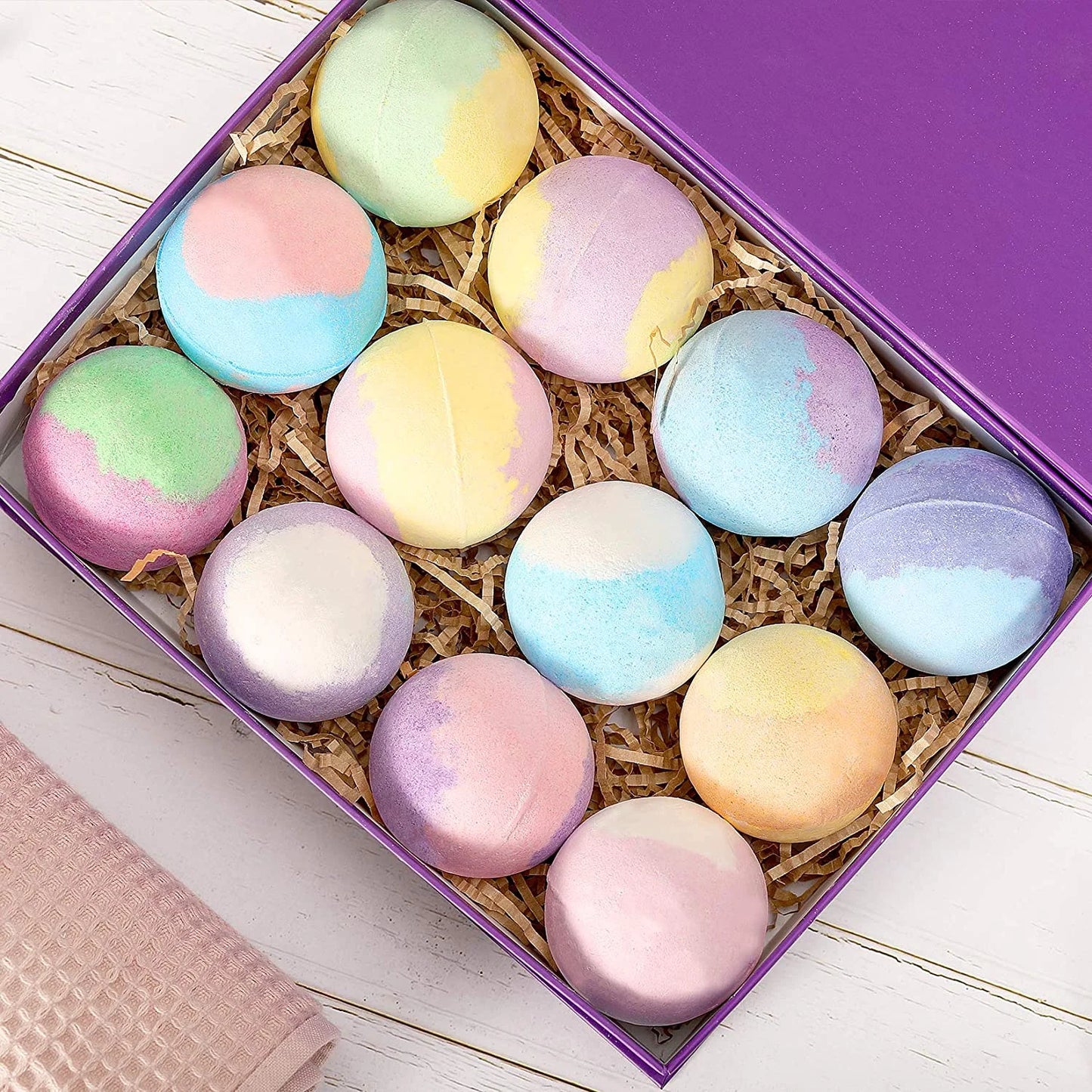 Bath Bombs Gift Set for Women - 12 Pcs Handmade Bubble Bombs, 12 X 3.12Oz Relaxing Fizzies Shower Birthday Holiday Mothers Day Gifts for Her