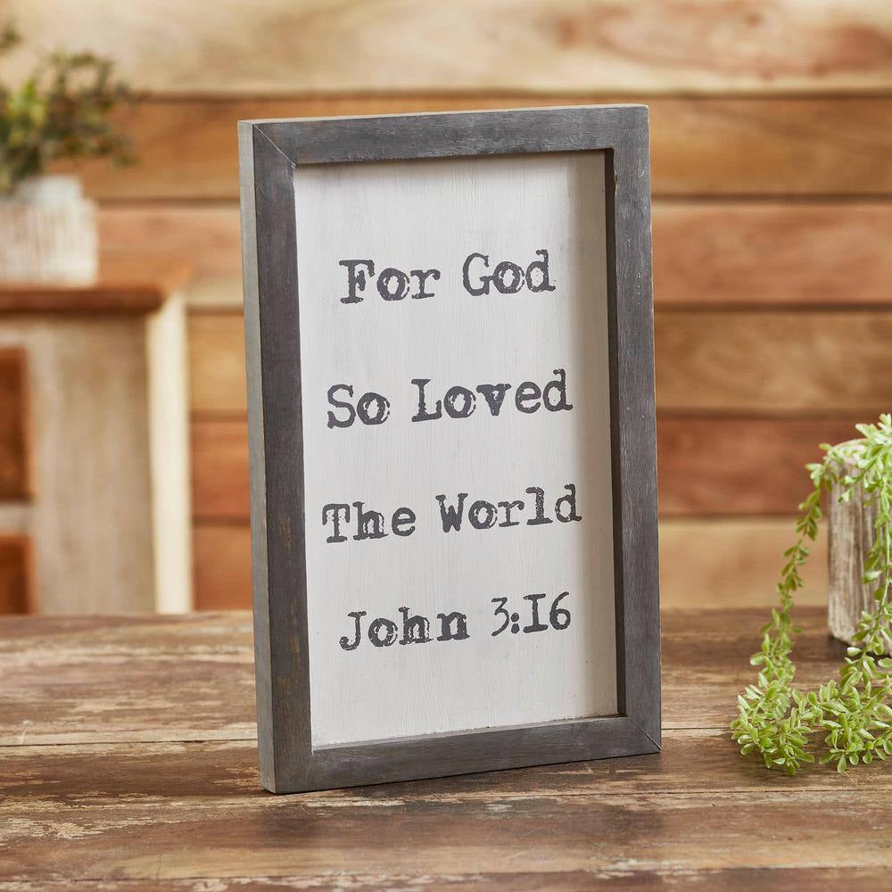 14 In. H Dove Grey White Wooden Easter Wall Decor John 3:16 Shadow Box Frame
