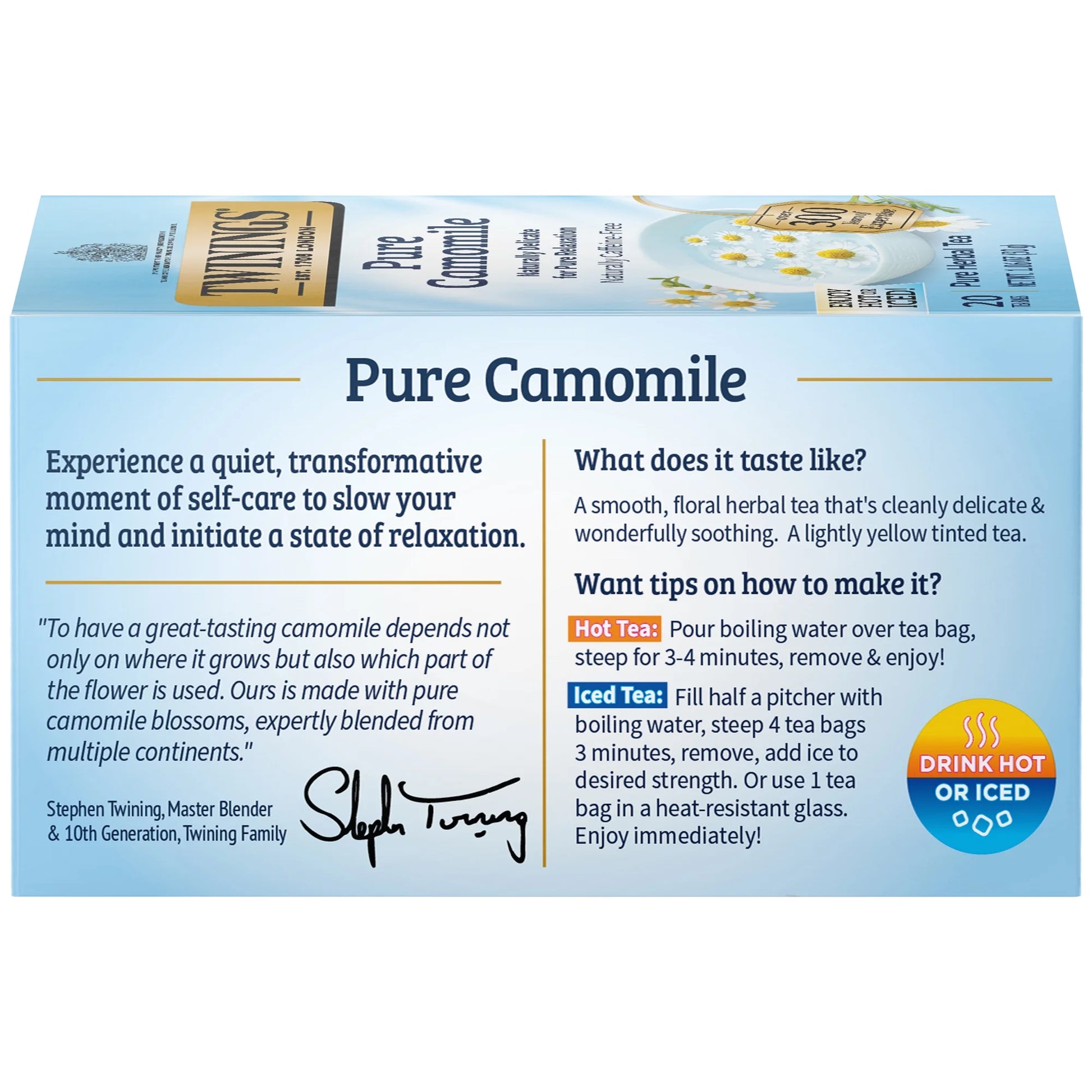 (4 Pack)  Pure Camomile Herbal Tea Bags, Caffeine Free, 20 Count Box
