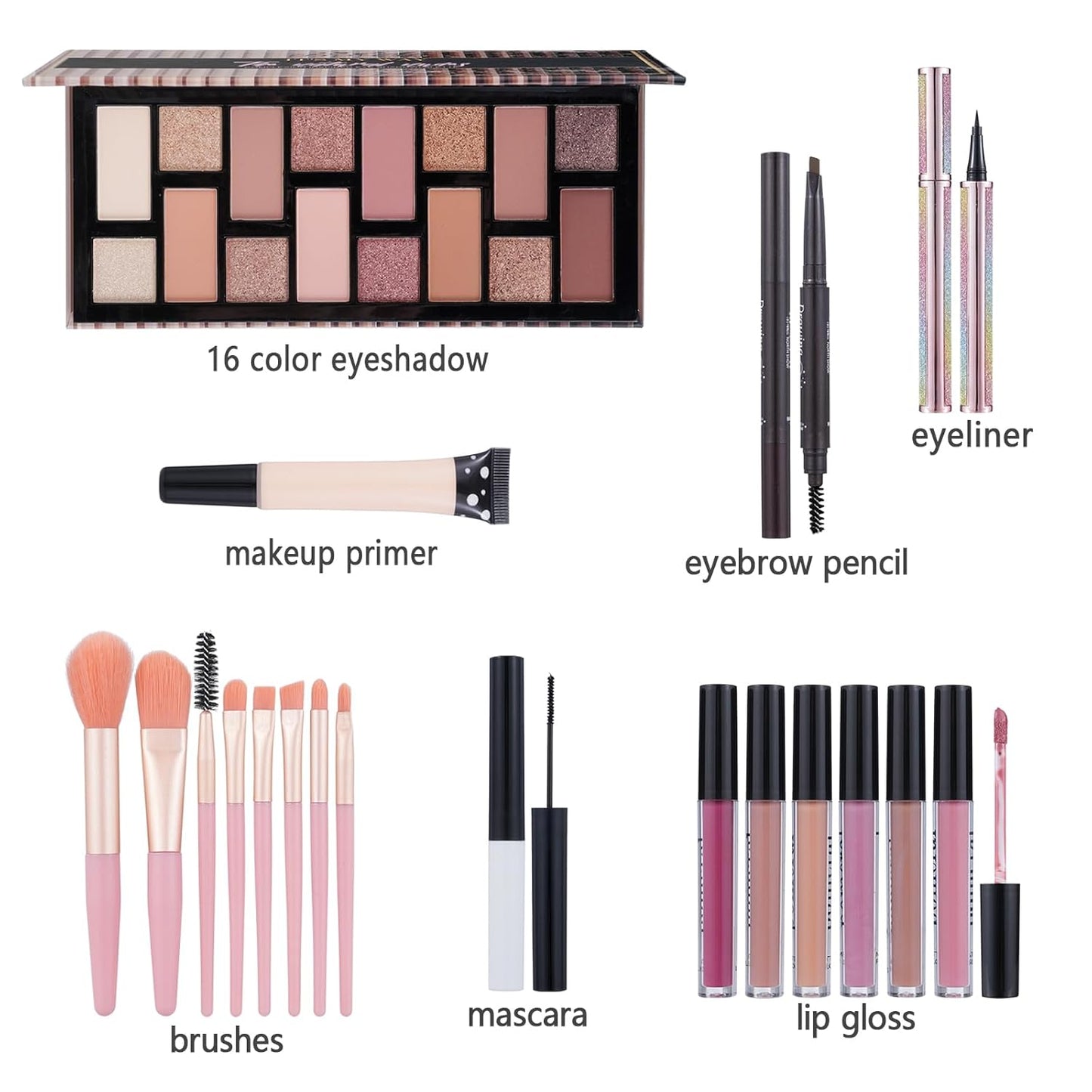 Teen Makeup Kit for Girl Include Eyeshadow Palette,Eyeliner,Makeup Brush Set,Lipgloss Set,Mascara, Eyebrow Pencil Make up Set Gift for Women Full Kit