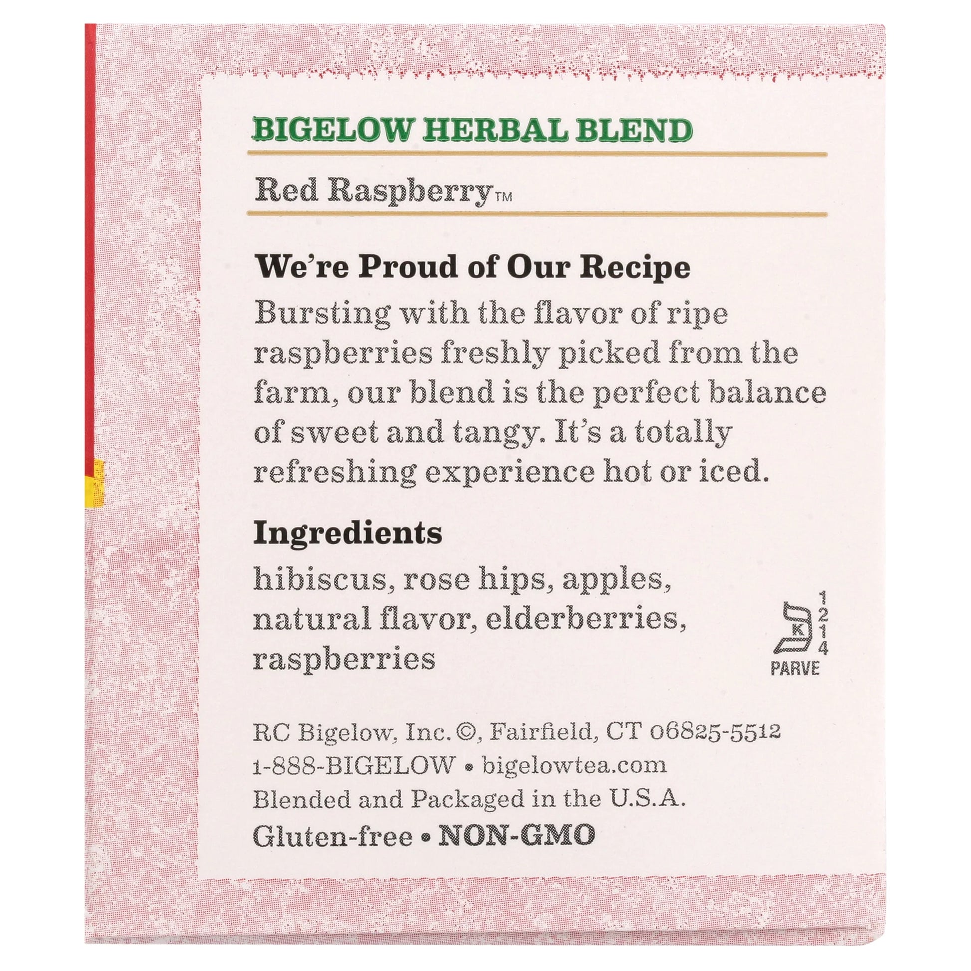 Bigelow Red Raspberry, Caffeine-Free Herbal Tea Bags, 20 Count