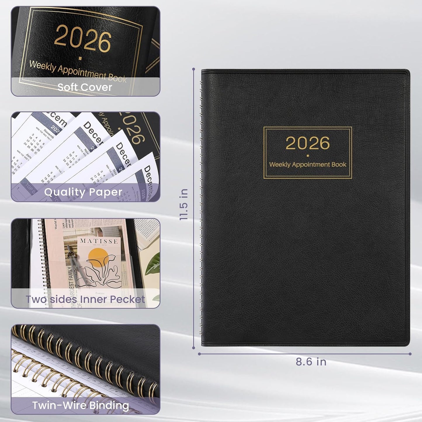 2026 Appointment Book & Planner - 2026 Daily Hourly Planner, 8.5" X 11"